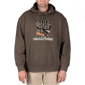 Realtree Men’s Brown Pullover Hoodie Hunting Dog Graphic Fleece 280GSM/ Size XL